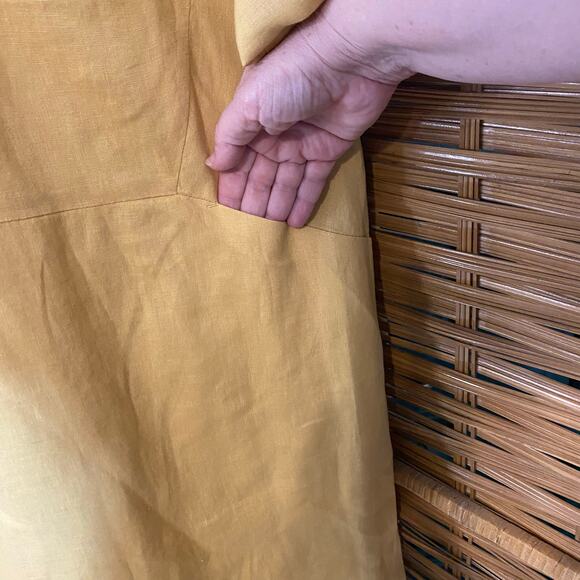 J. Jill Love Linen Yellow Collared Button Front Shirt Dress 2X Women’s plus size - Picture 5 of 8